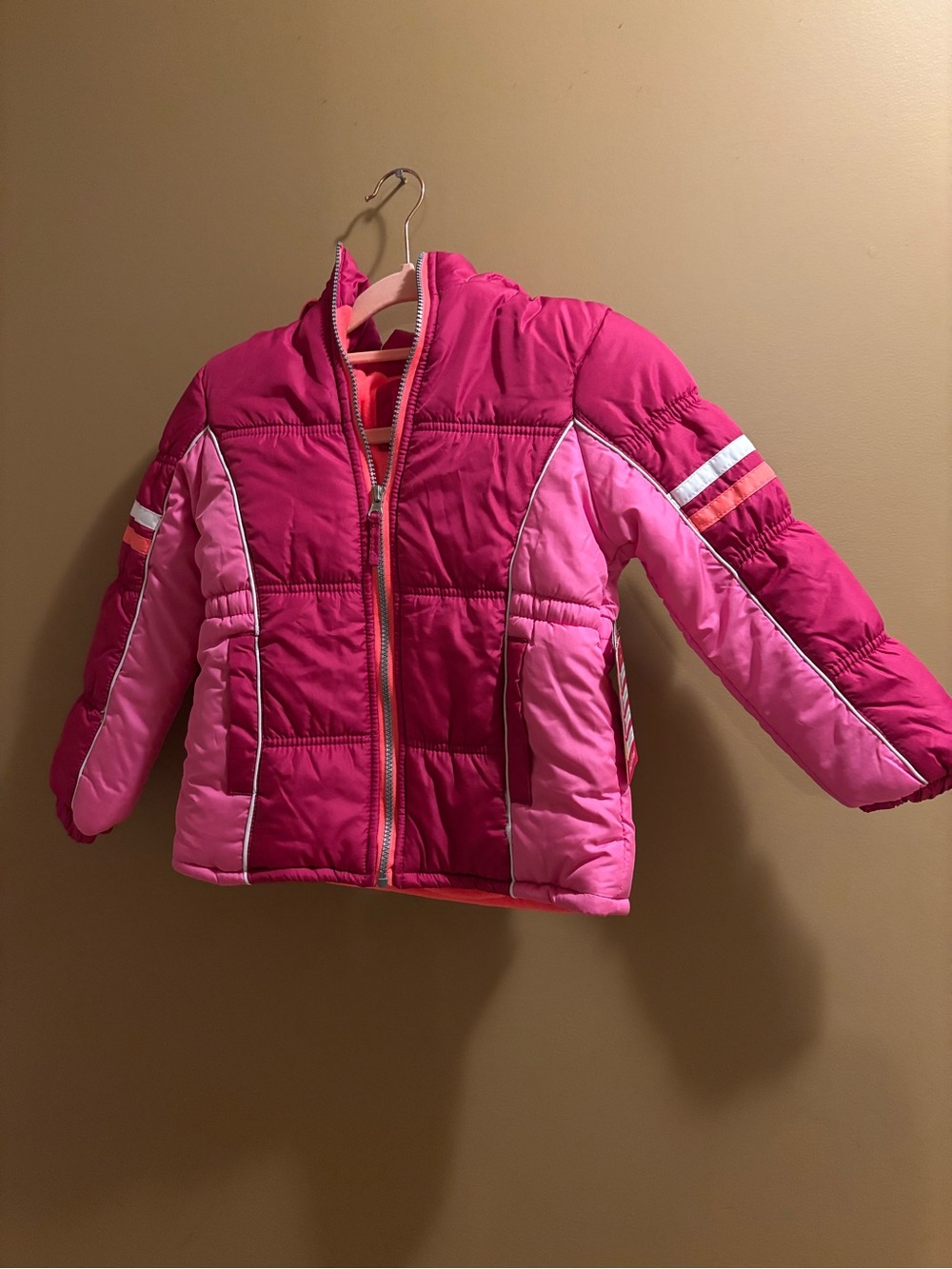 Pink Platinum Two-Tone Pink Colorblock Puffer Jacket